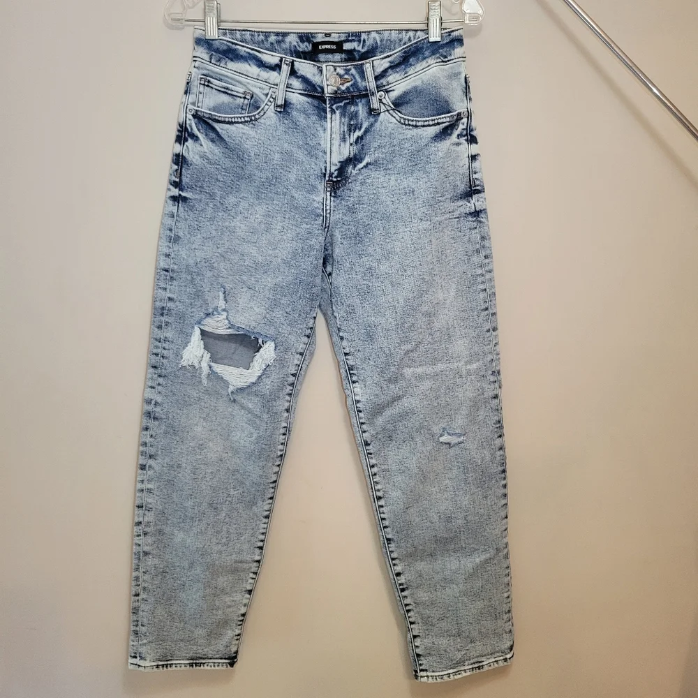 Express Light Wash Ripped Distressed Boyfriend Jean - Picture 2 of 4